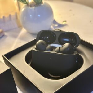 black airpods with box