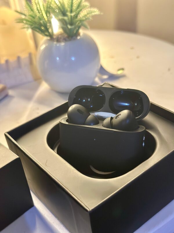 black airpods with box