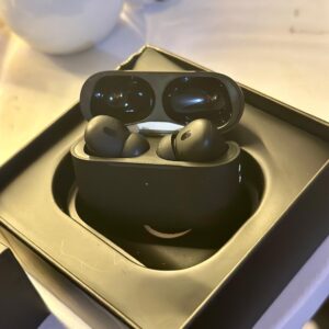 black airpods with box