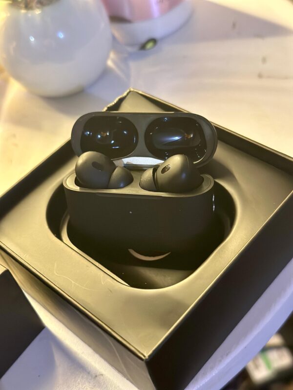 black airpods with box